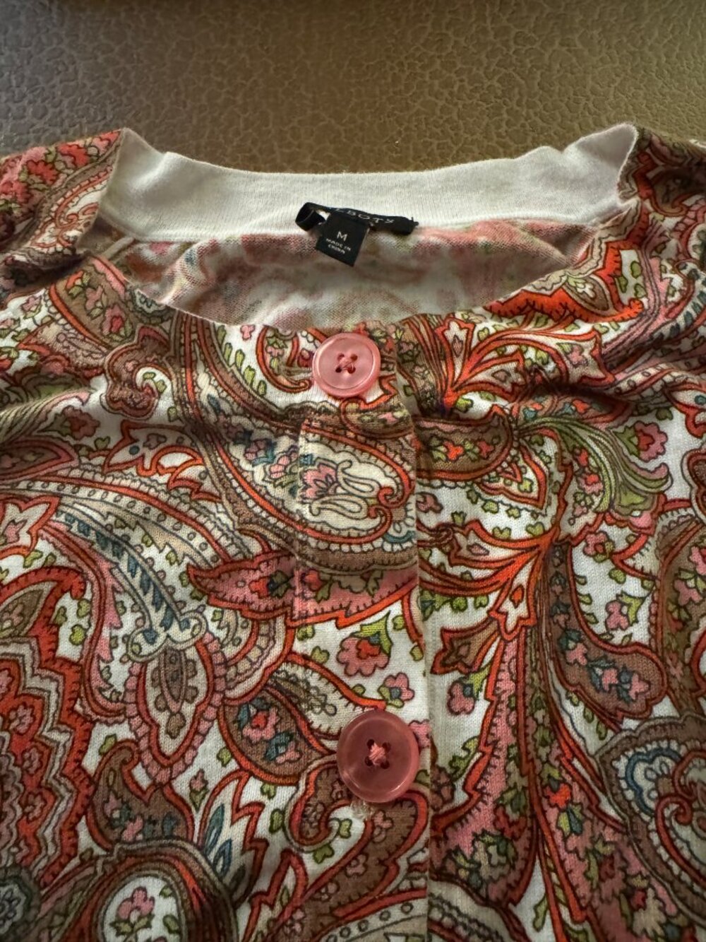 Tabots Paisley Cardigan 3/4 Sleeve Chunky Buttons Sweater - Size Medium - Picture 3 of 3